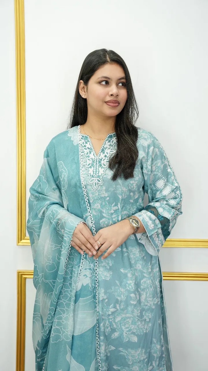 Fresh & Stylish Premium Cotton 3-Piece Unstitched Set