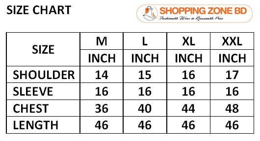 Product size chart image