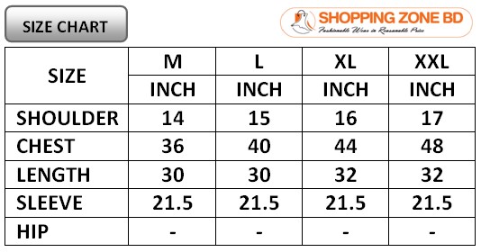 Product size chart image