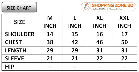 Product size chart image