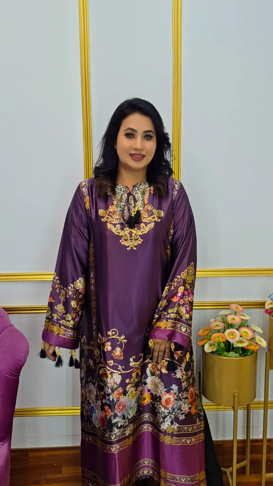 Stylish Long Tunic/Kurti  Collection — Luxury Silk Edition | Shopping Zone BD | Style #G1399BK #G1399BLU #G1399PU