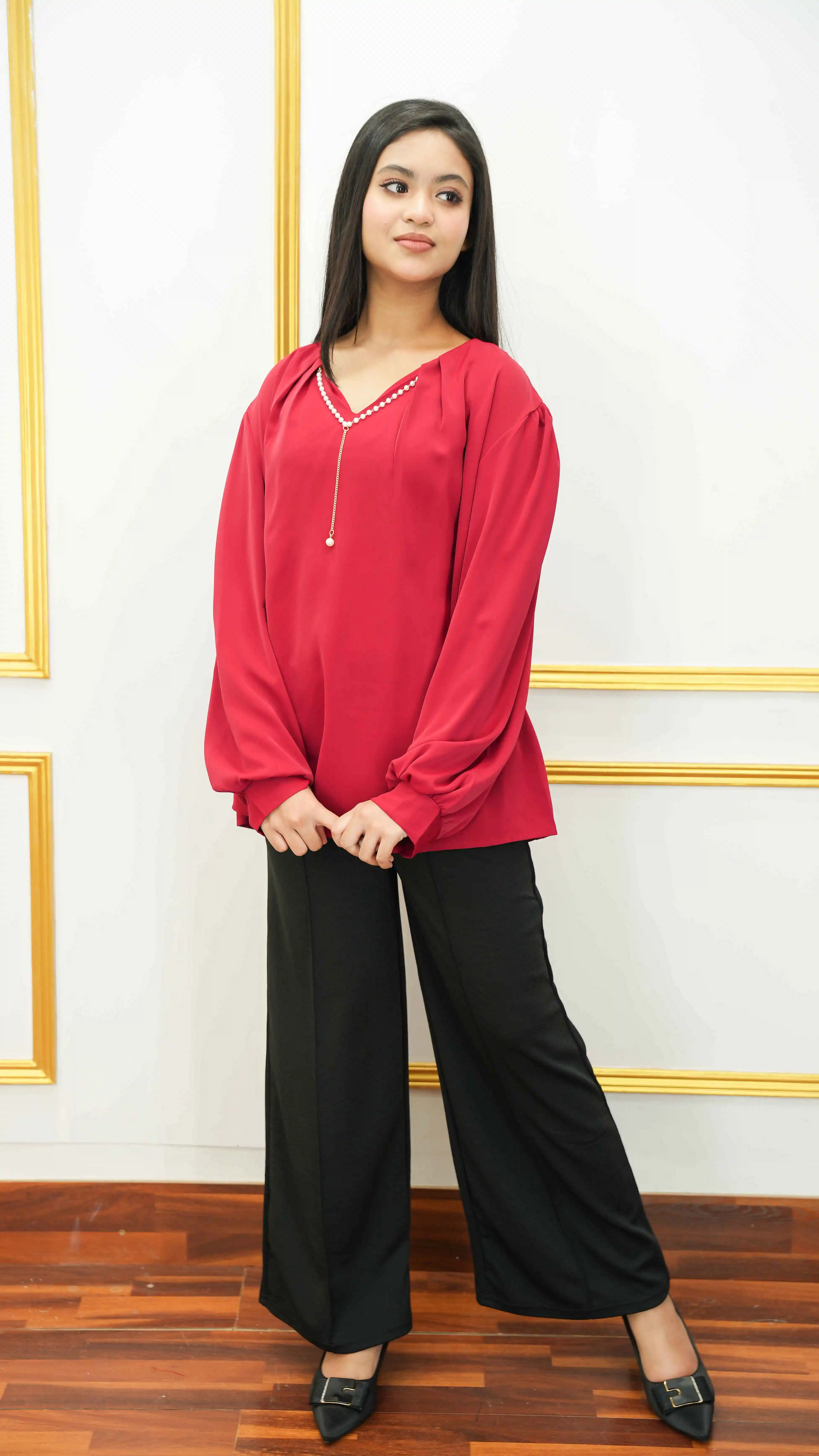 Thai Imported Red Georgette Top Free Size