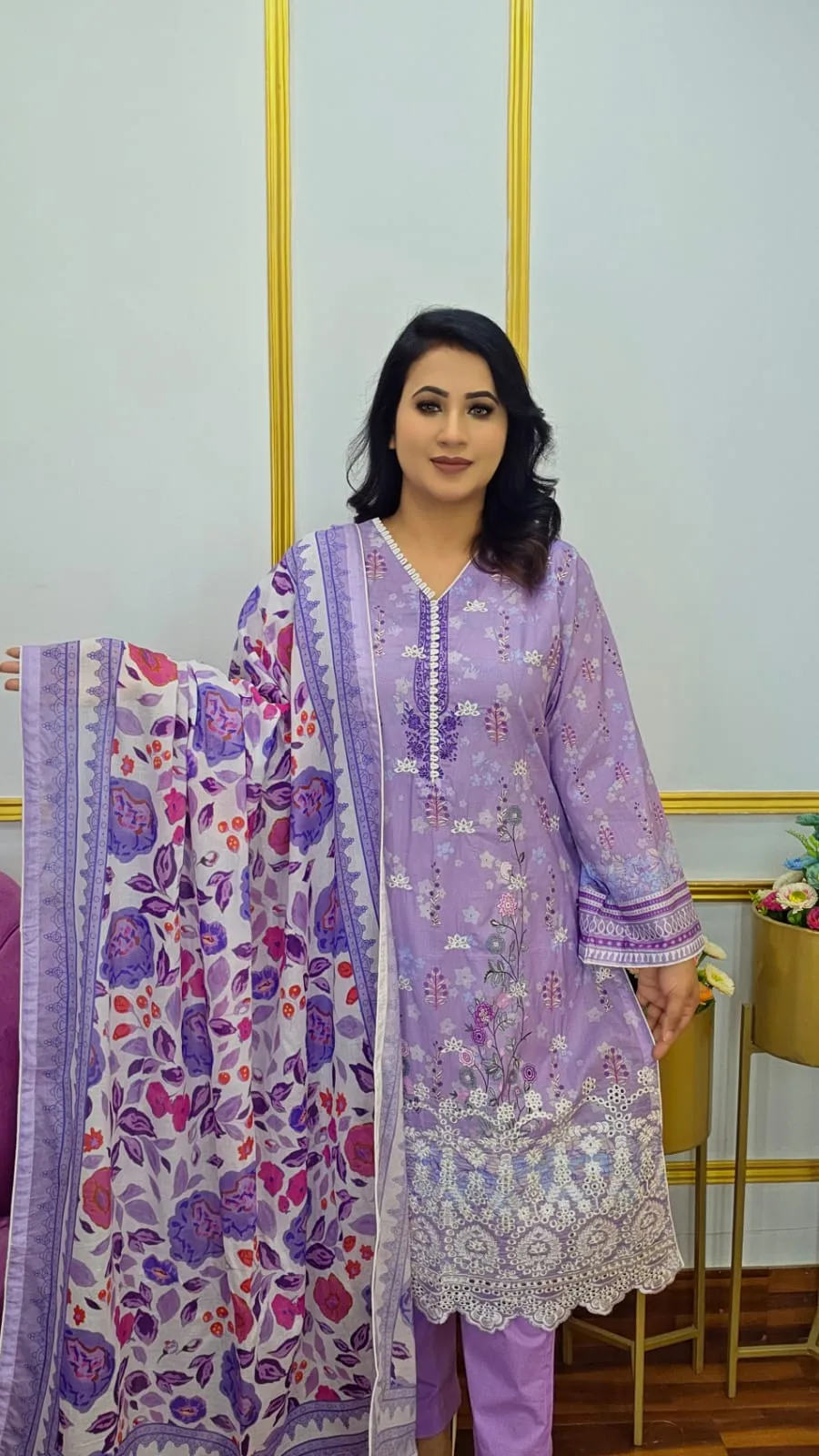 রেডি থ্রি পিস | Purple Color Ready Three Piece | Shopping Zone BD | Style #G2250PL