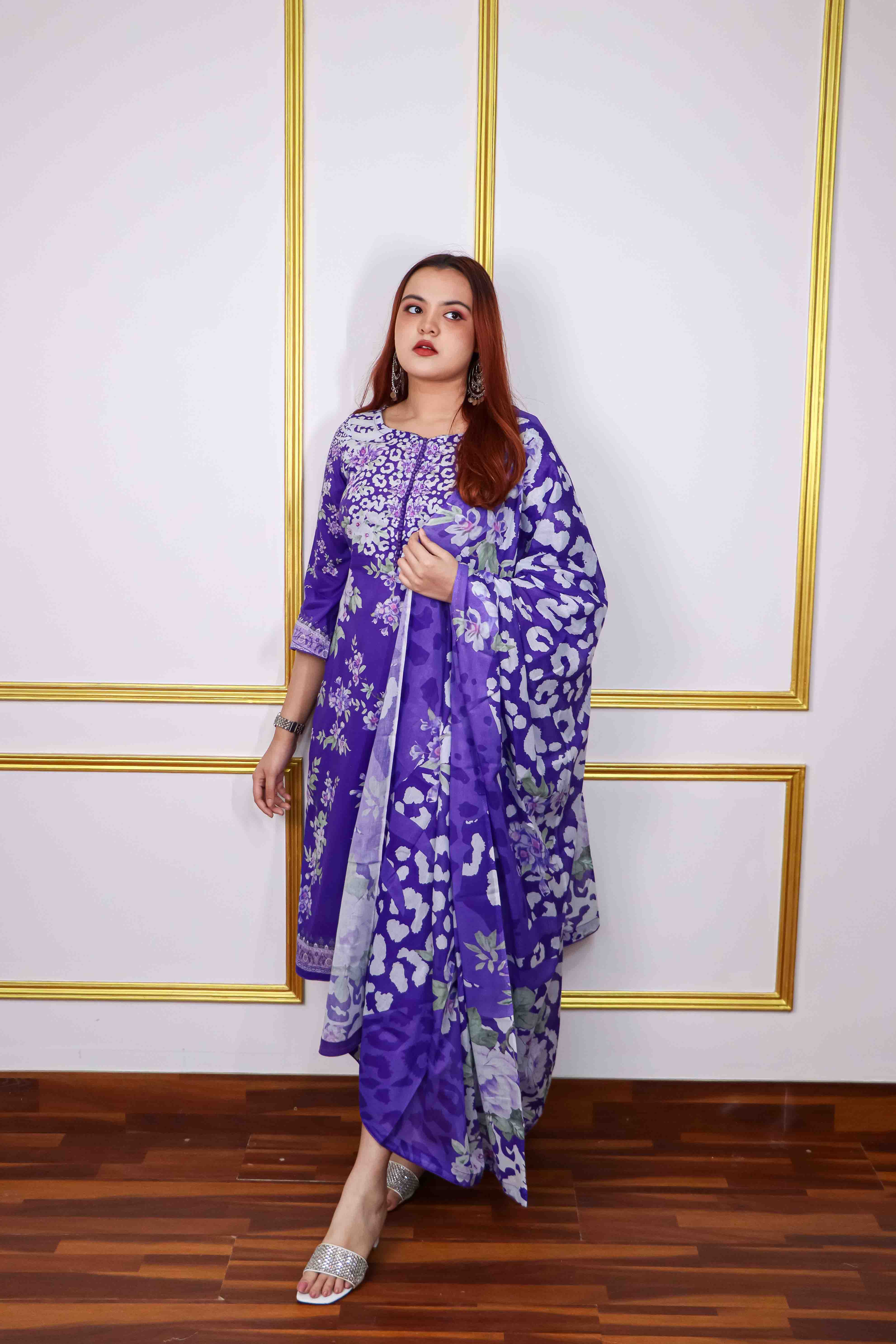 Zam Zam Cotton Unstitched Three Piece – Purple