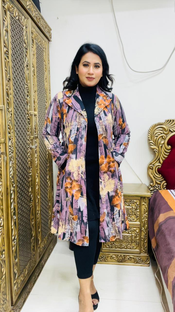 Digital Print Long Blazer – Lightweight Korean Georgette