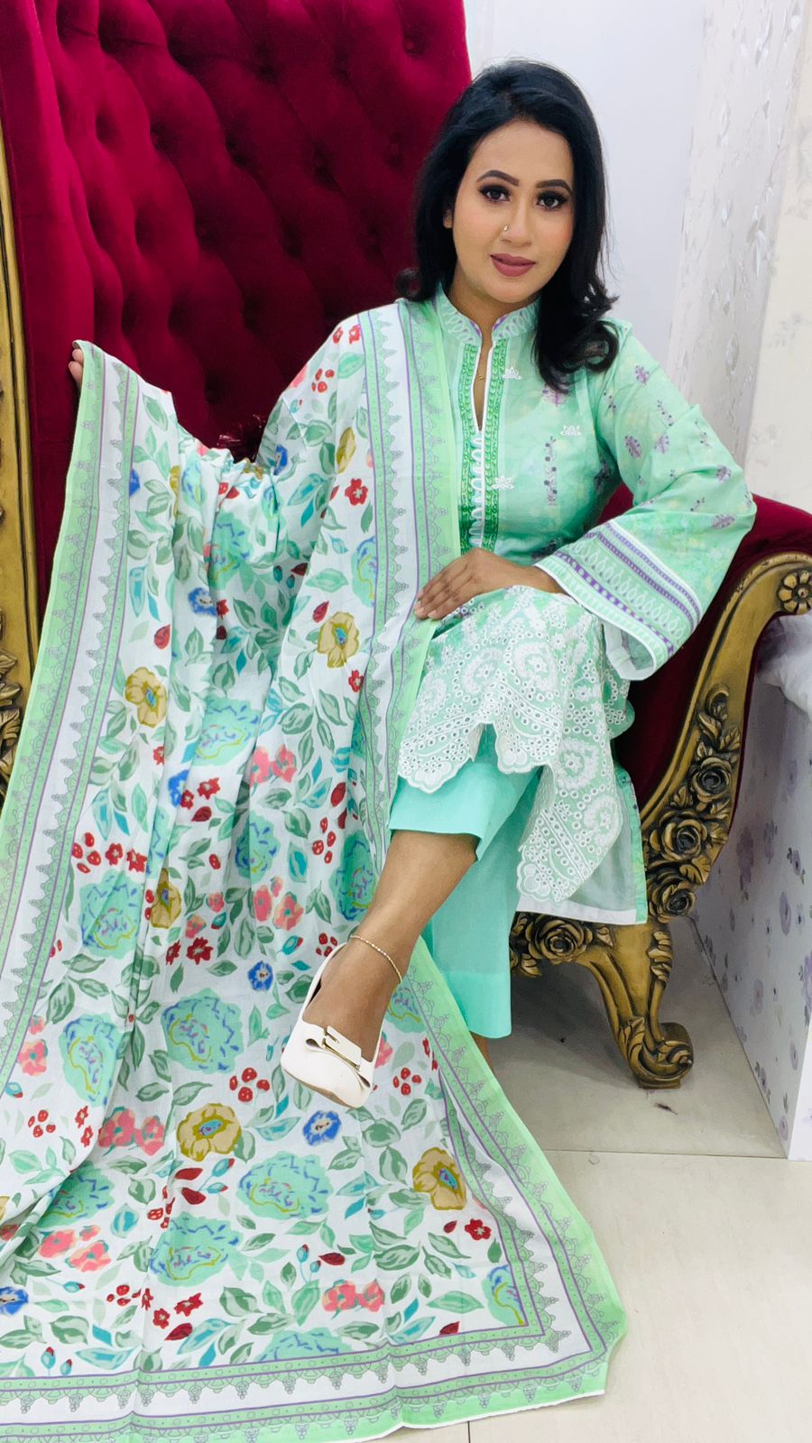 Unstitched three-Piece Cotton Salwar Kameez with Dupatta