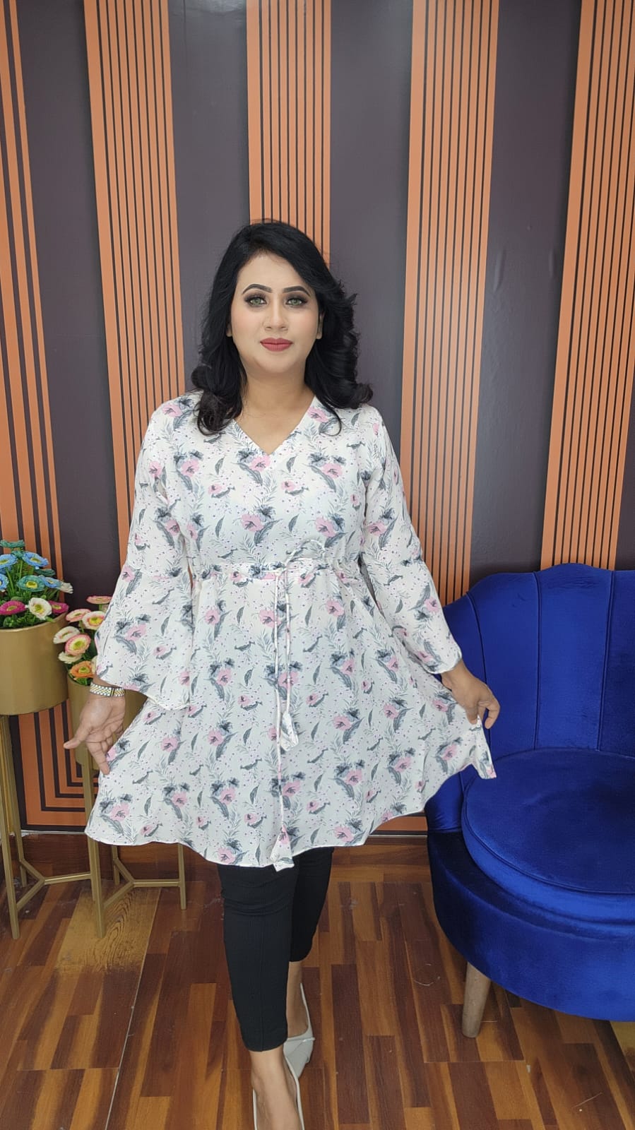 Western Diamond Jorjet Tops for Women – All Over Digital Print