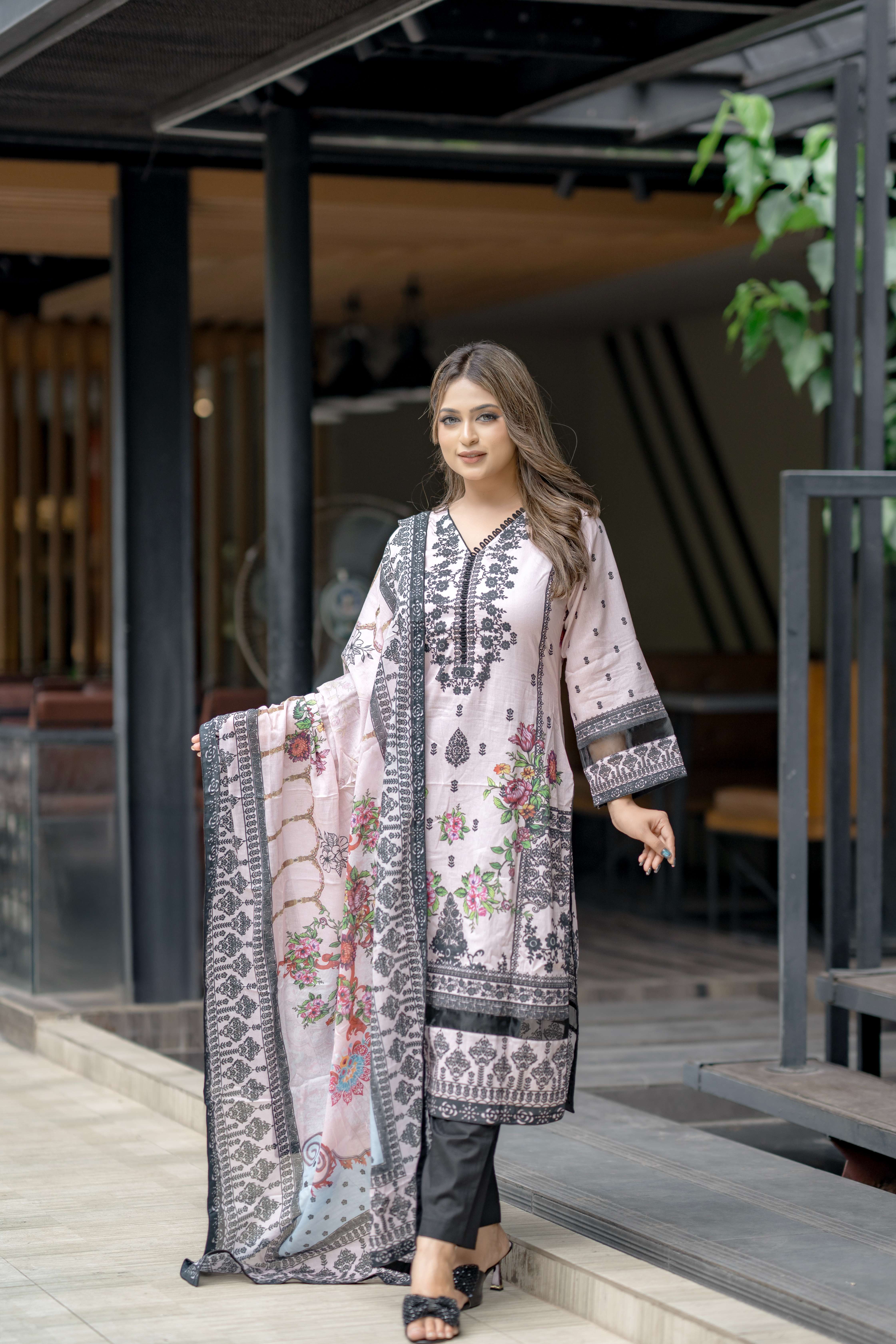 Pure Cotton Ready Three Piece