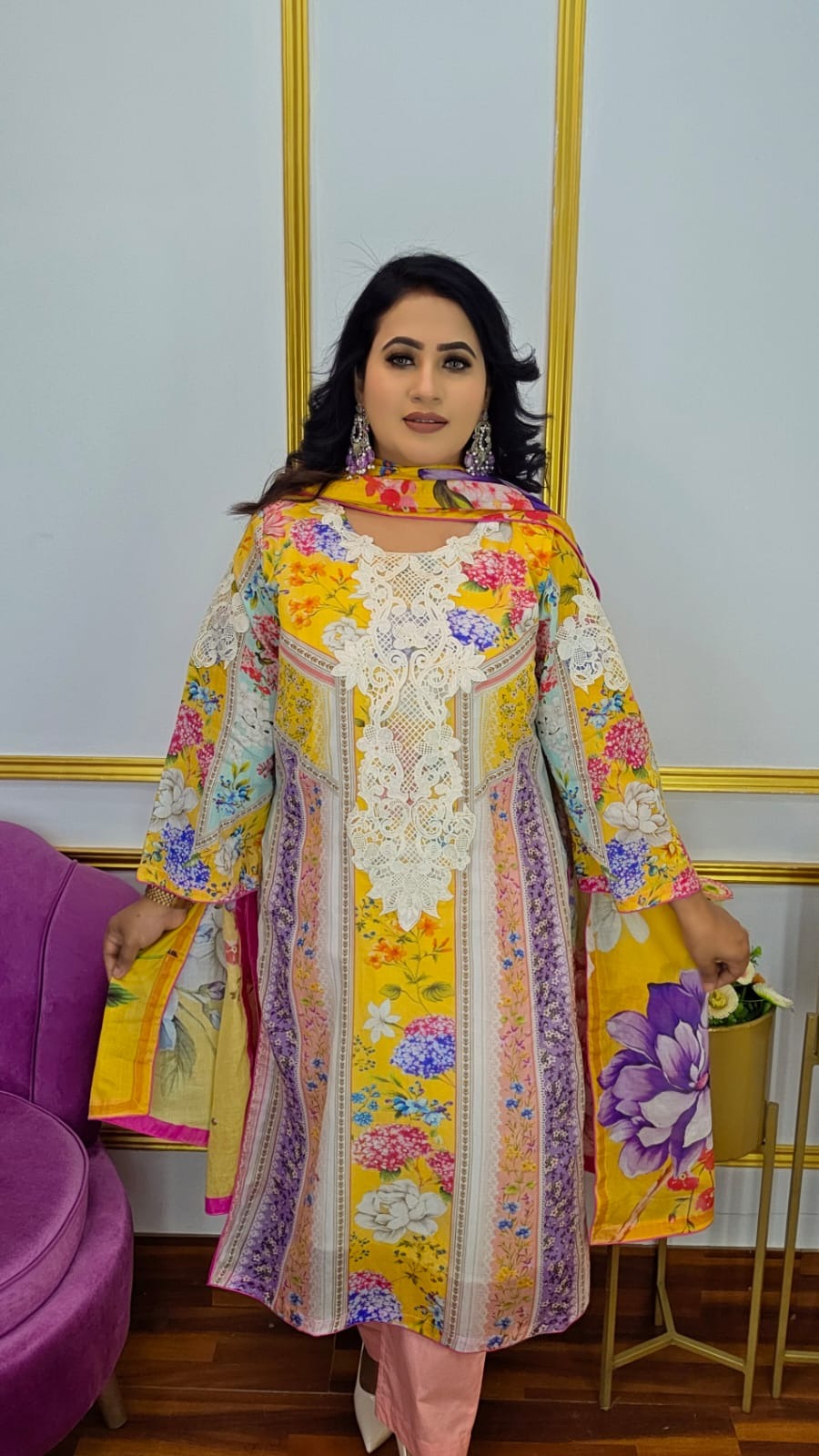 রেডি থ্রি পিস | Printed Ready Three Piece — Salwar Kameez | Shopping Zone BD | Style #AR2650Y