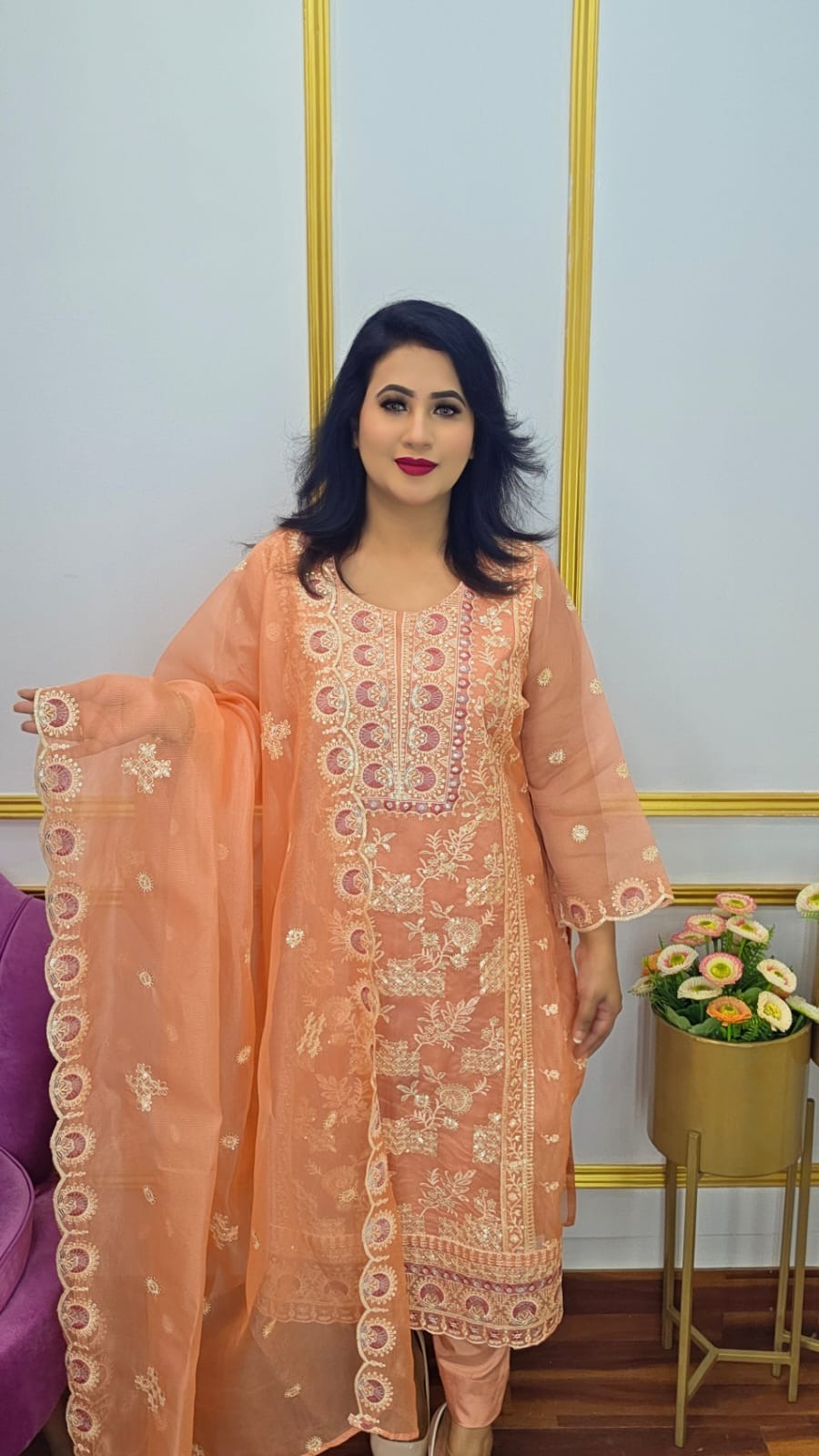 আনস্টিচ পার্টি ড্রেস | Unstitched Sequence Embroidery Four Piece Collections | Shopping Zone BD