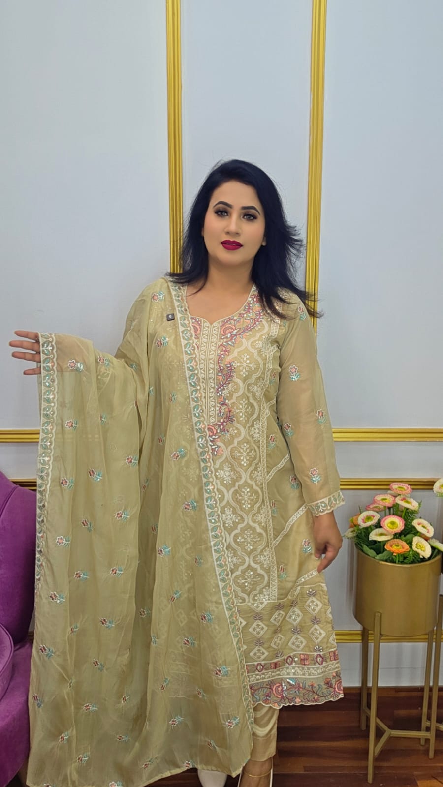 আনস্টিচ পার্টি ড্রেস | Party Wear 4 Piece Collections | Shopping Zone BD