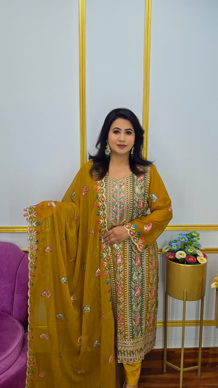 Unstitched Four Piece Chiffon Georgette Set