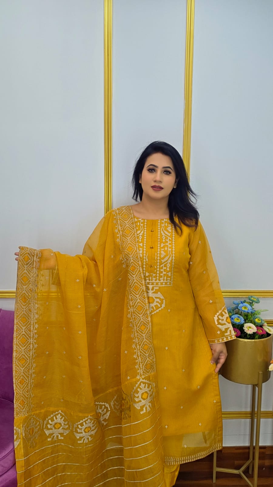 Quota Muslin Unstitched Four Piece Jamdani Collections