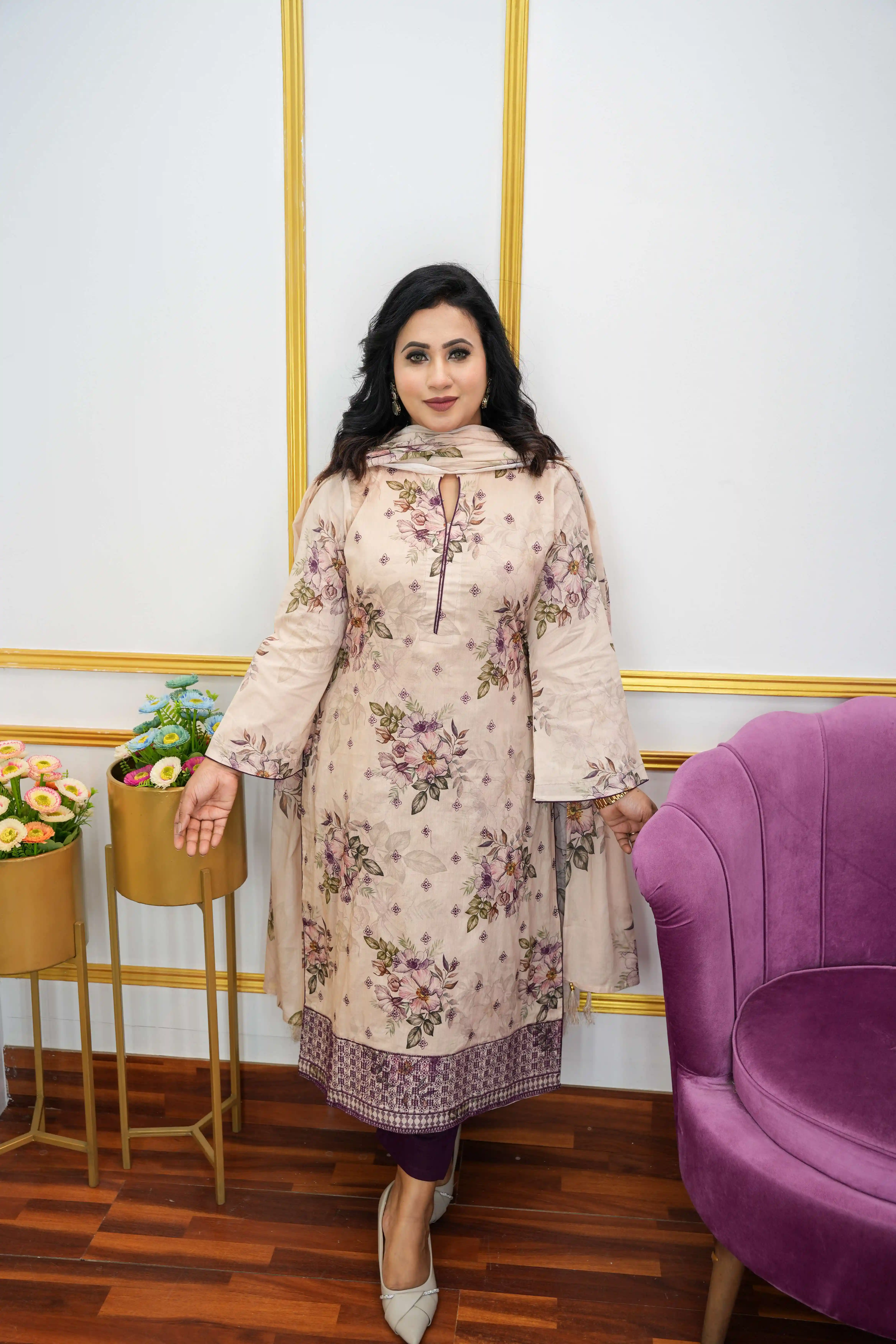 Floral Unstitched Three Piece