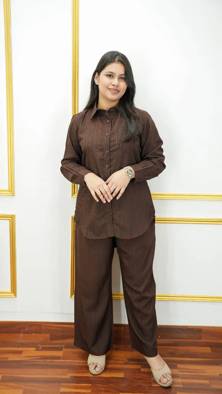 Pop Georgette Co-ords Set – Premium Shirt Collar & Pocket Pants