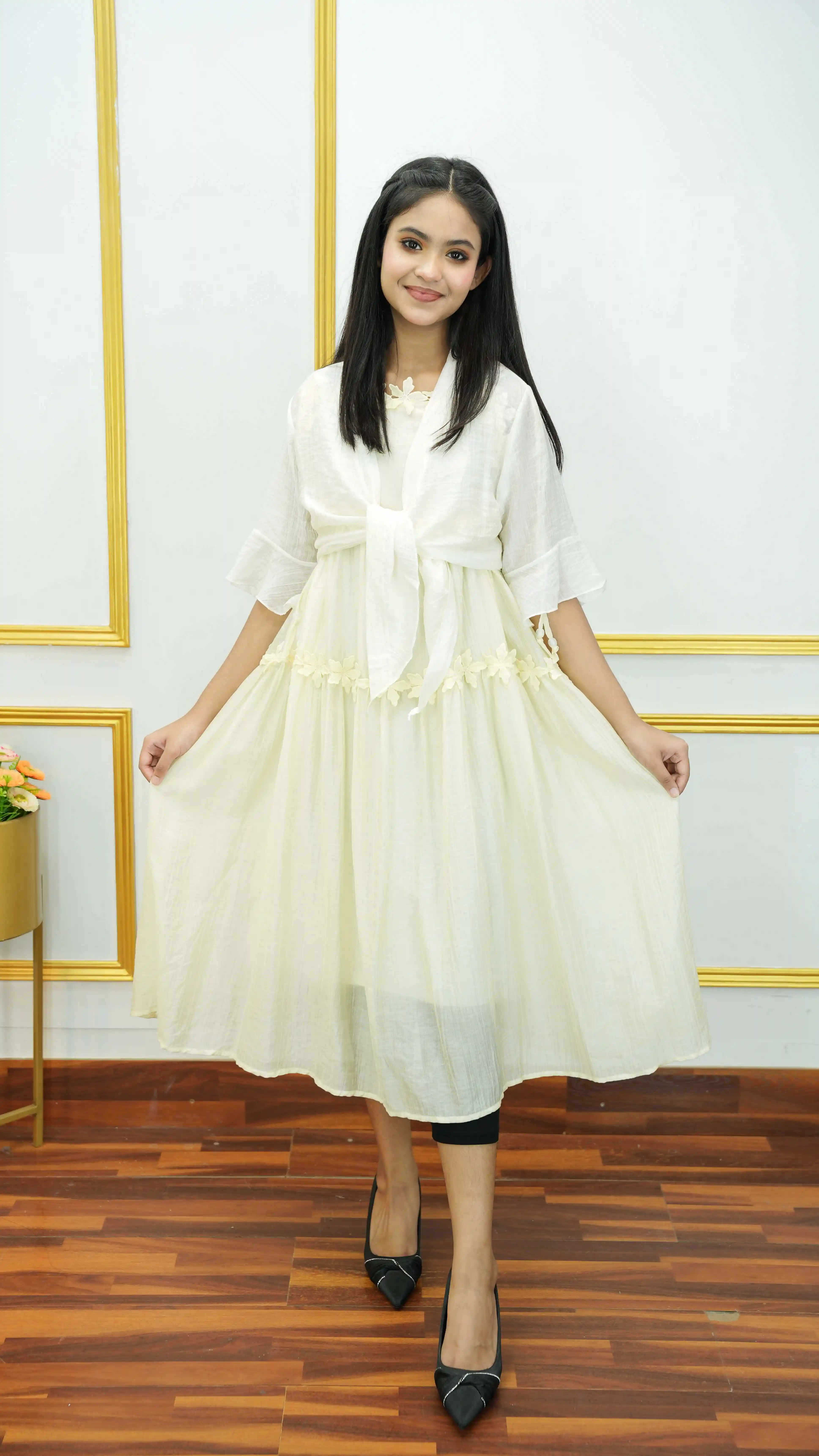 Thai Imported Cotton Gown - Floral Lace Detail