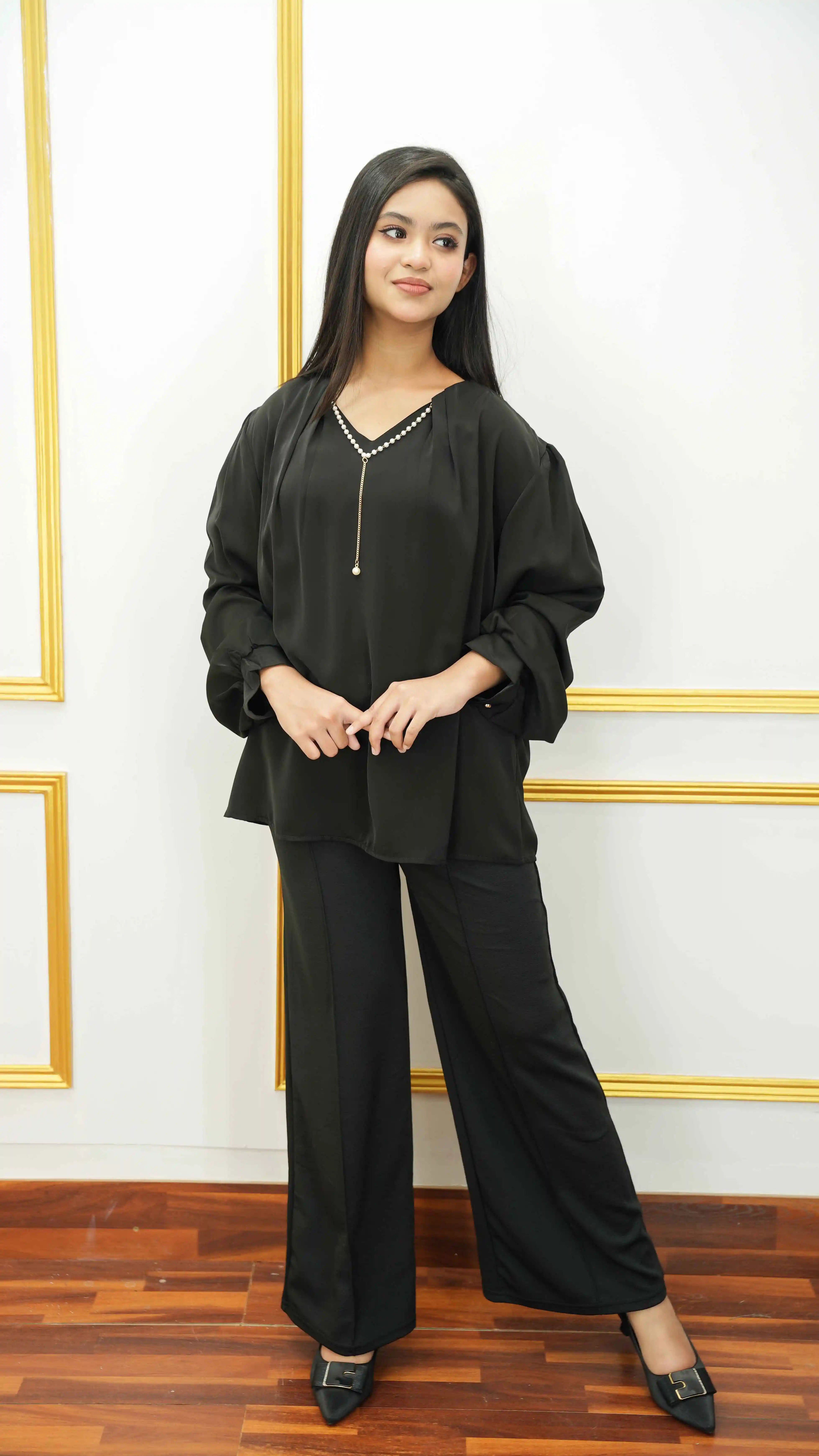 Thai Imported Black Georgette Top Free Size