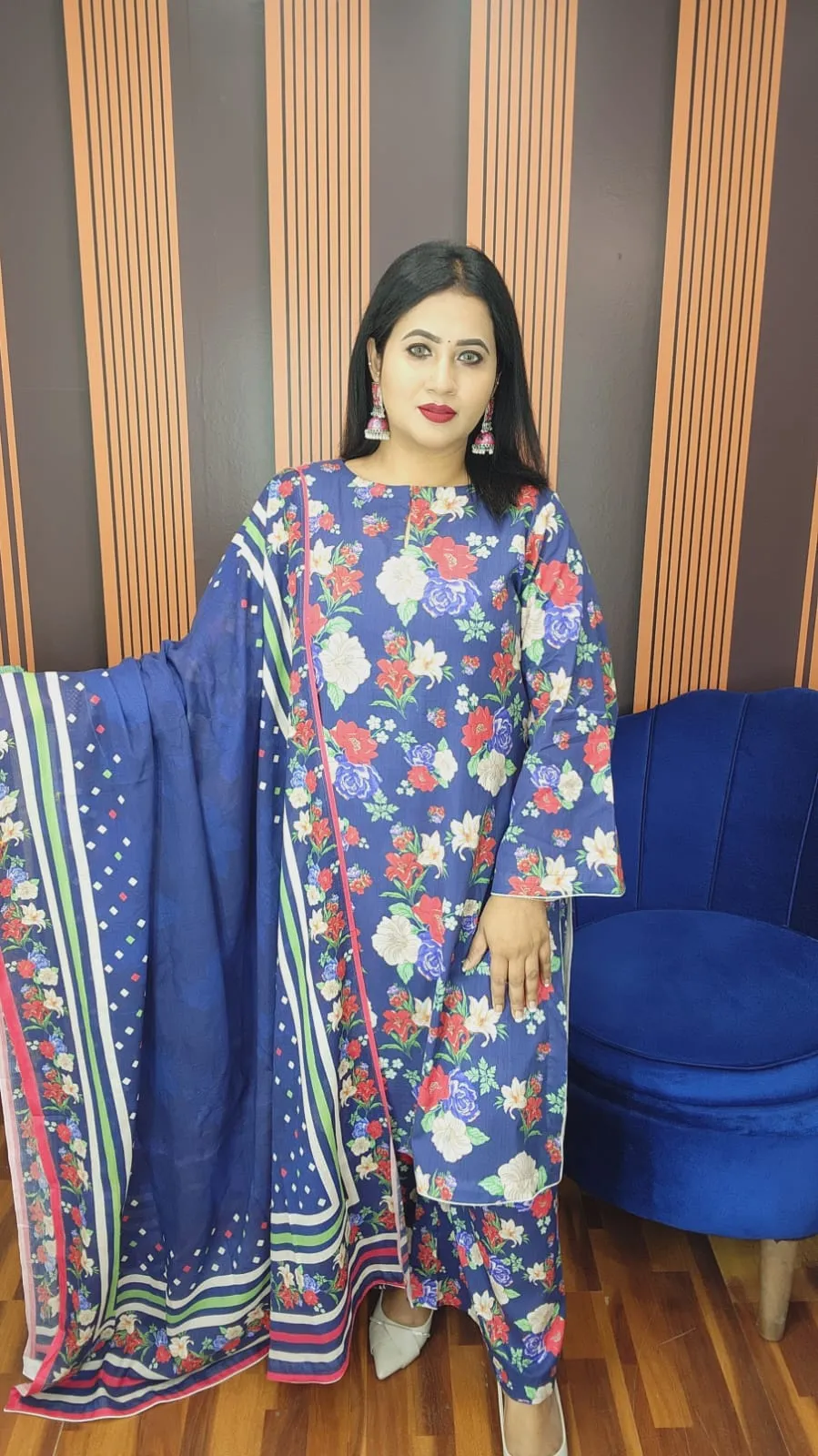 Floral Cotton Unstitched Three Piece