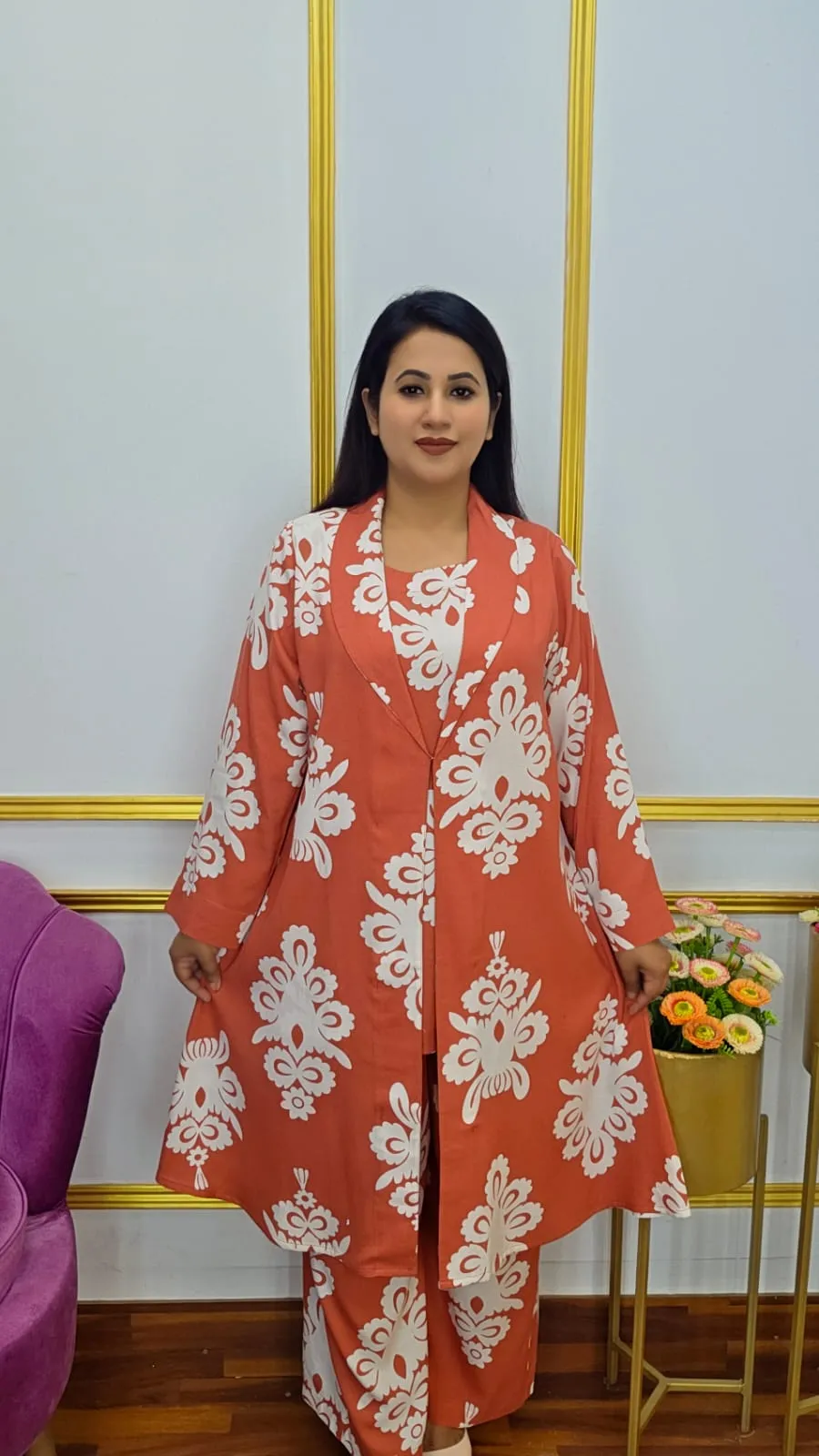 Elegant Linen Co-Ord Set with Digital Print