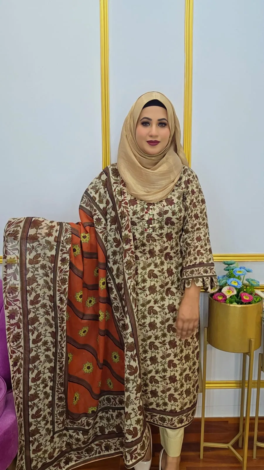 Premium Unstitched Three Piece Set