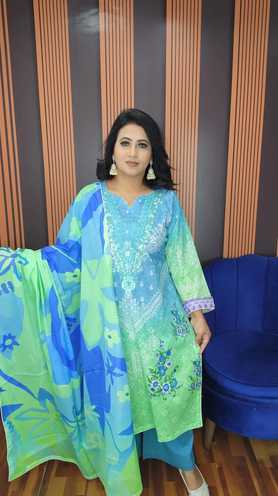 Cotton Unstitched Three Piece