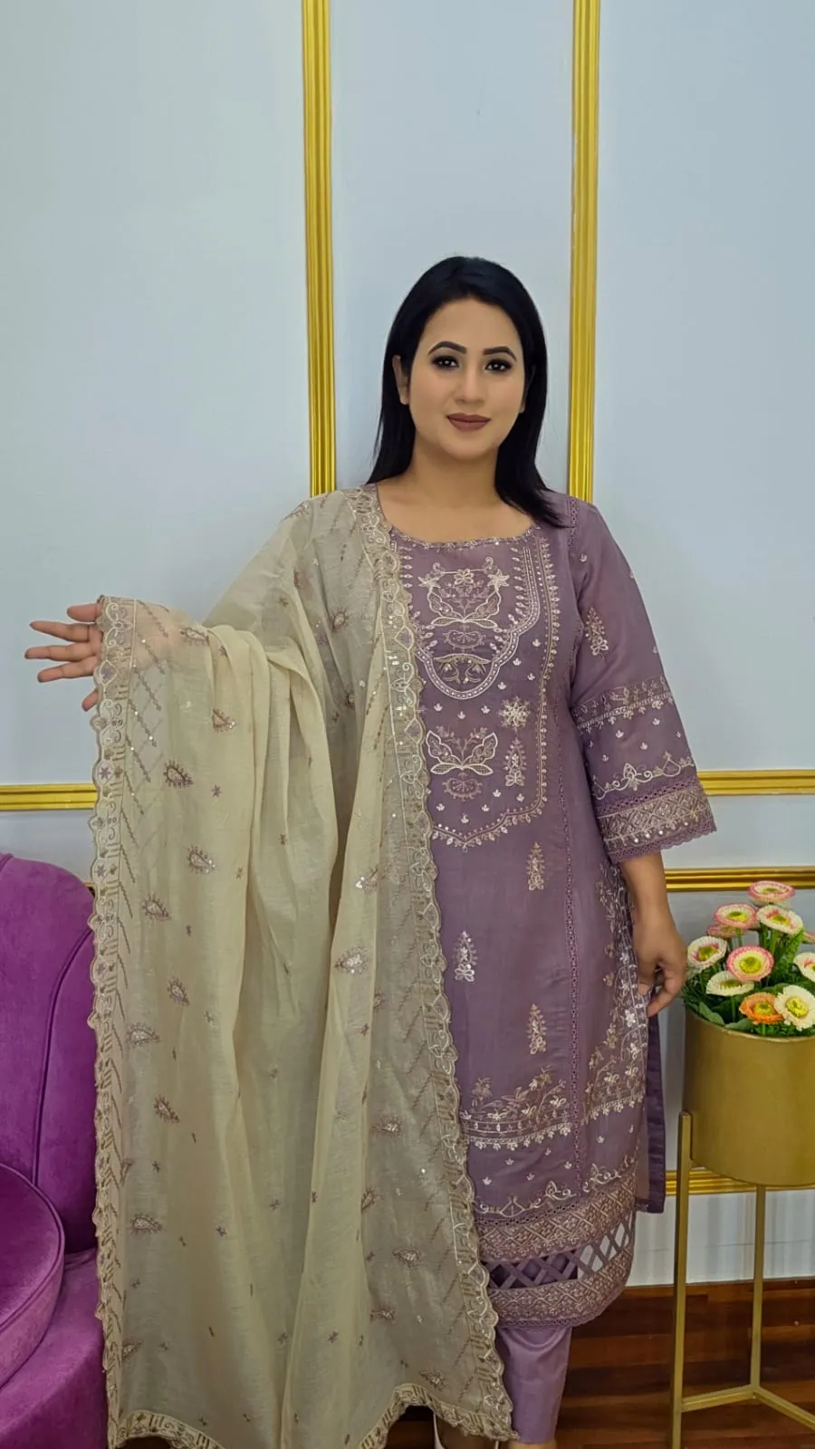 Premium Cotton Unstitched Three Piece