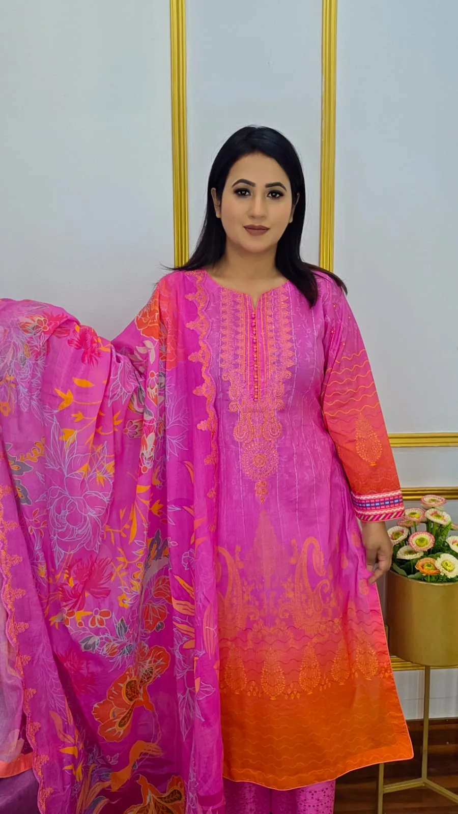 Stylish Cotton Unstitched Three Piece