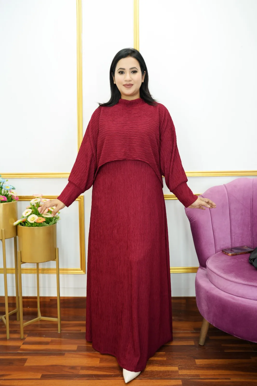Elegant Thai Two-Piece Cape Gown