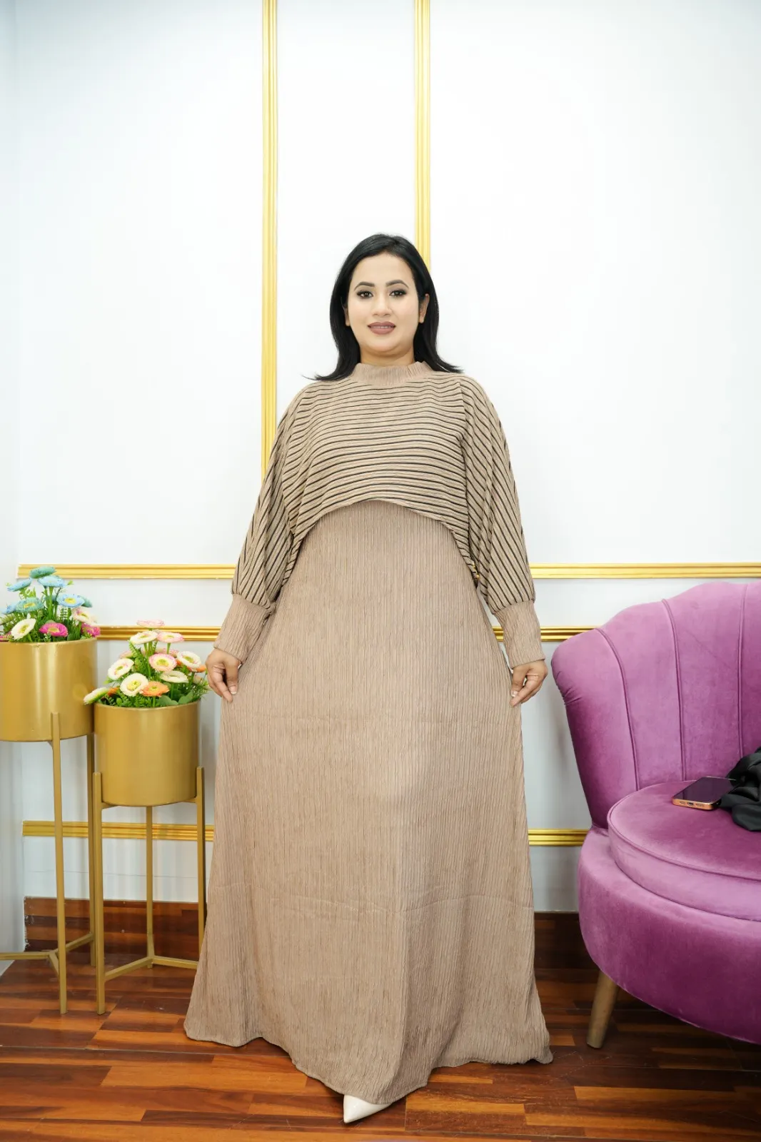 Stylish Thai Two-Piece Cape Gown