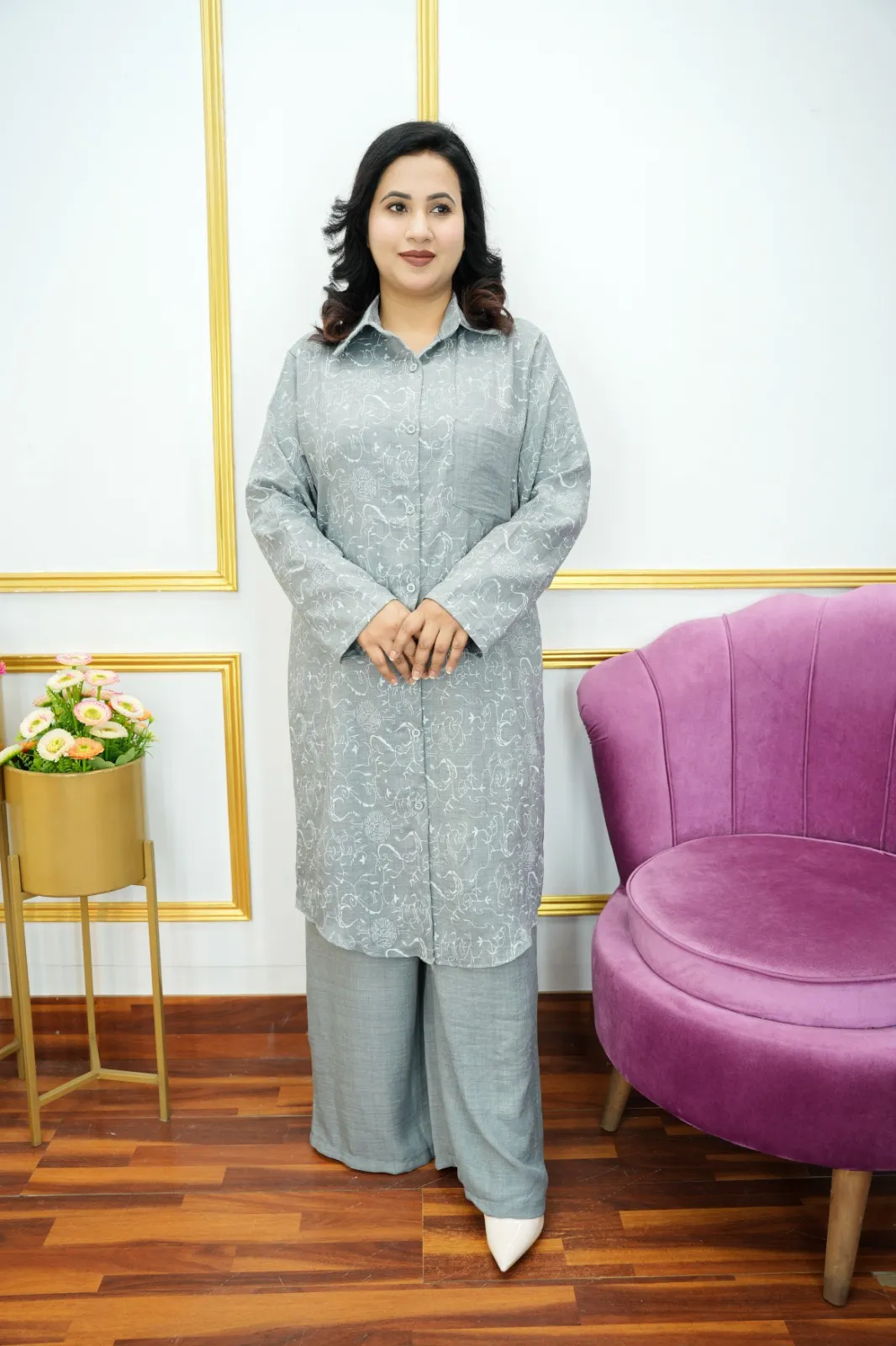 Thai Imported Co-Ord Set – Full Sleeve Collar Shirt Pant