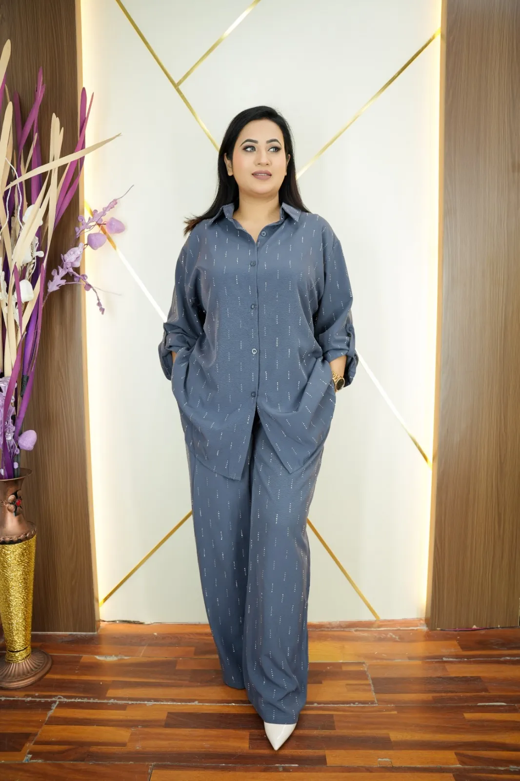 Trendy Thai Imported Georgette Co-Ord Set with Stone Work