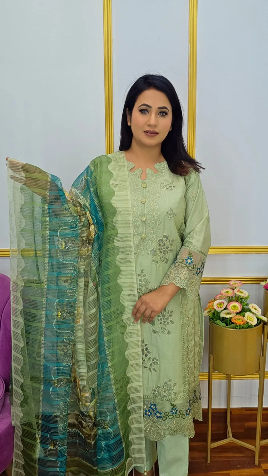 Muslin Cotton Ready Three Piece