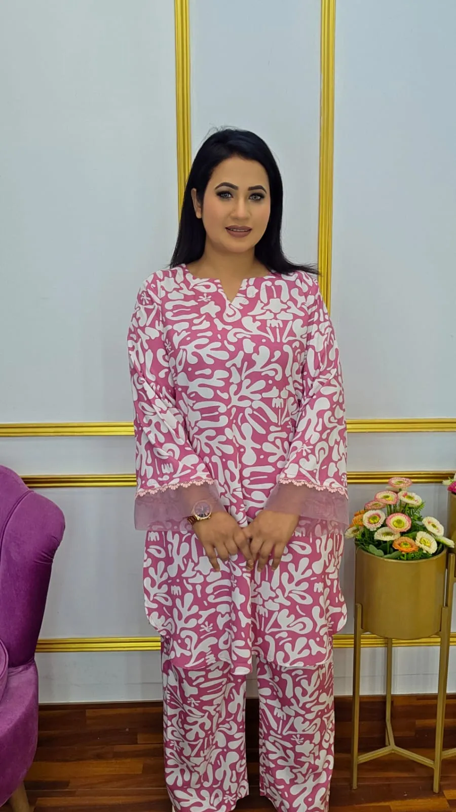 Stylish Imported Linen Co-Ords Set with Lacing