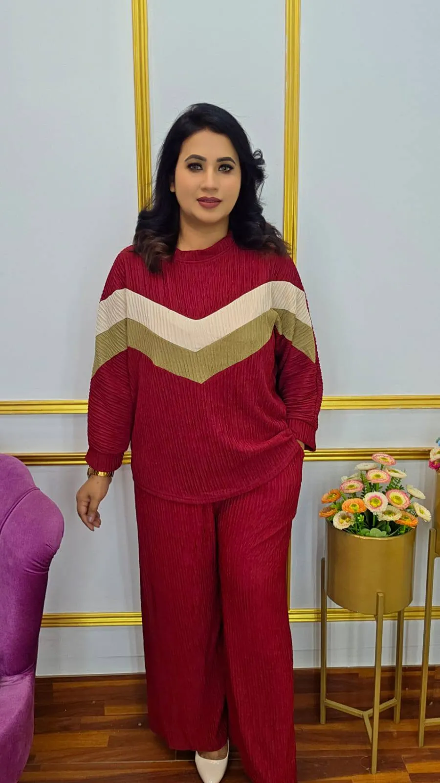 Thai Stitchy Co-Ord Set - Pants and Full-Sleeve Top with Pockets