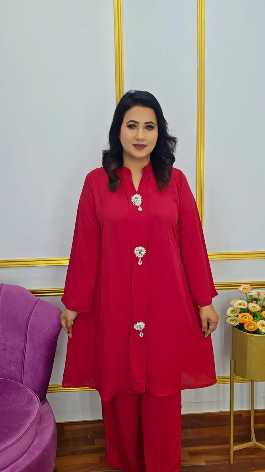 Modest Dubai Cherry Co-Ord Set for Women