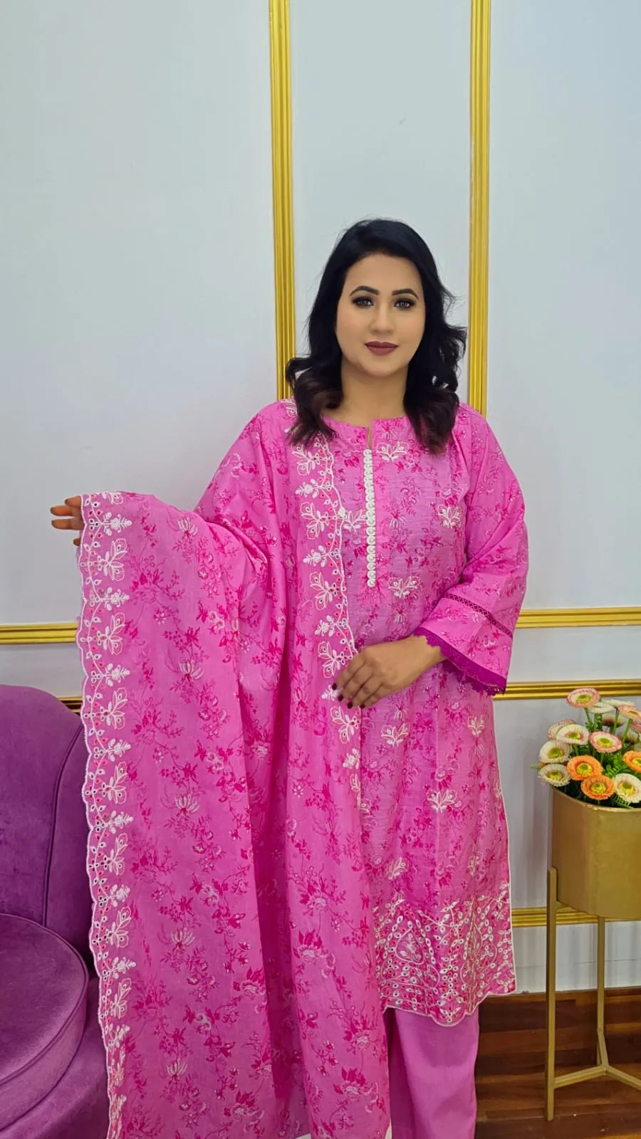 Pure Cotton Ready Three Piece