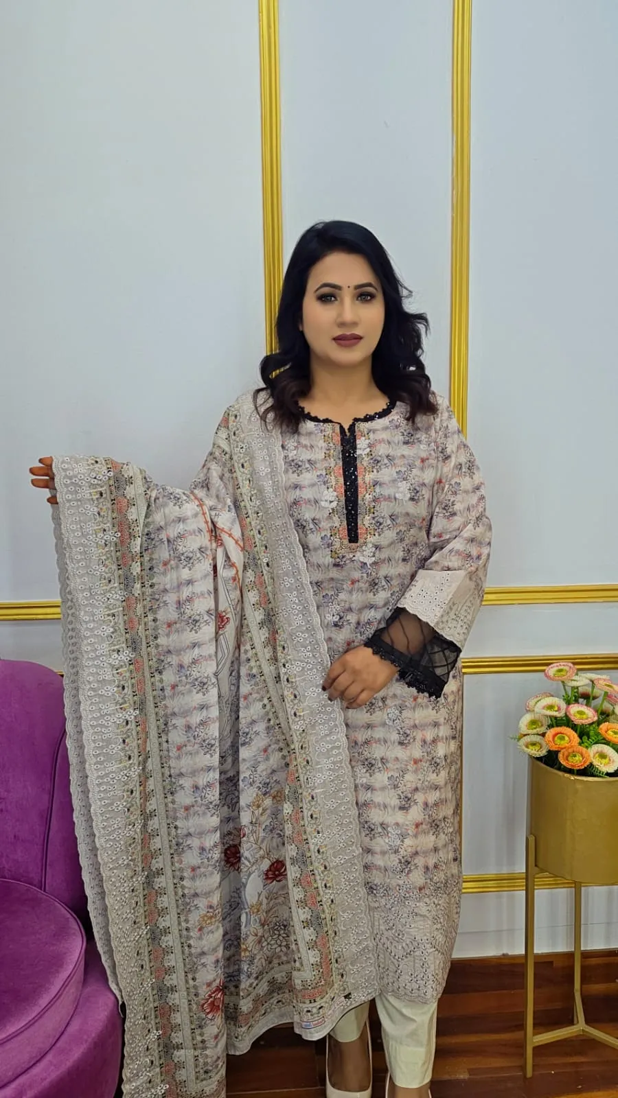 Luxury Pure Cotton Ready Three Piece