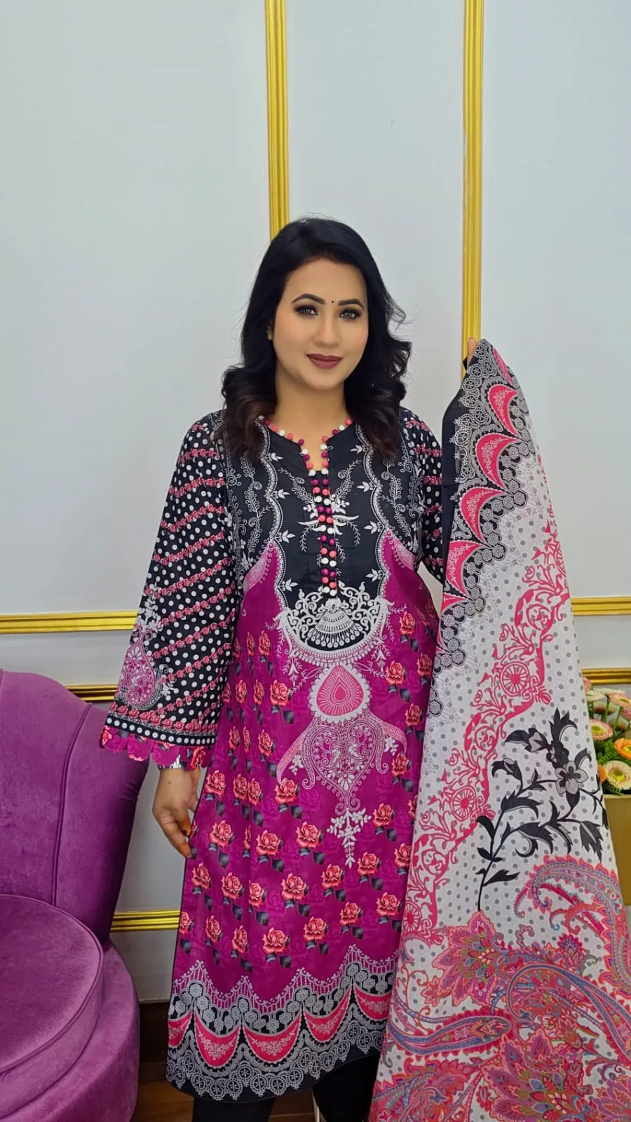 Luxury Pure Cotton Ready Three Piece