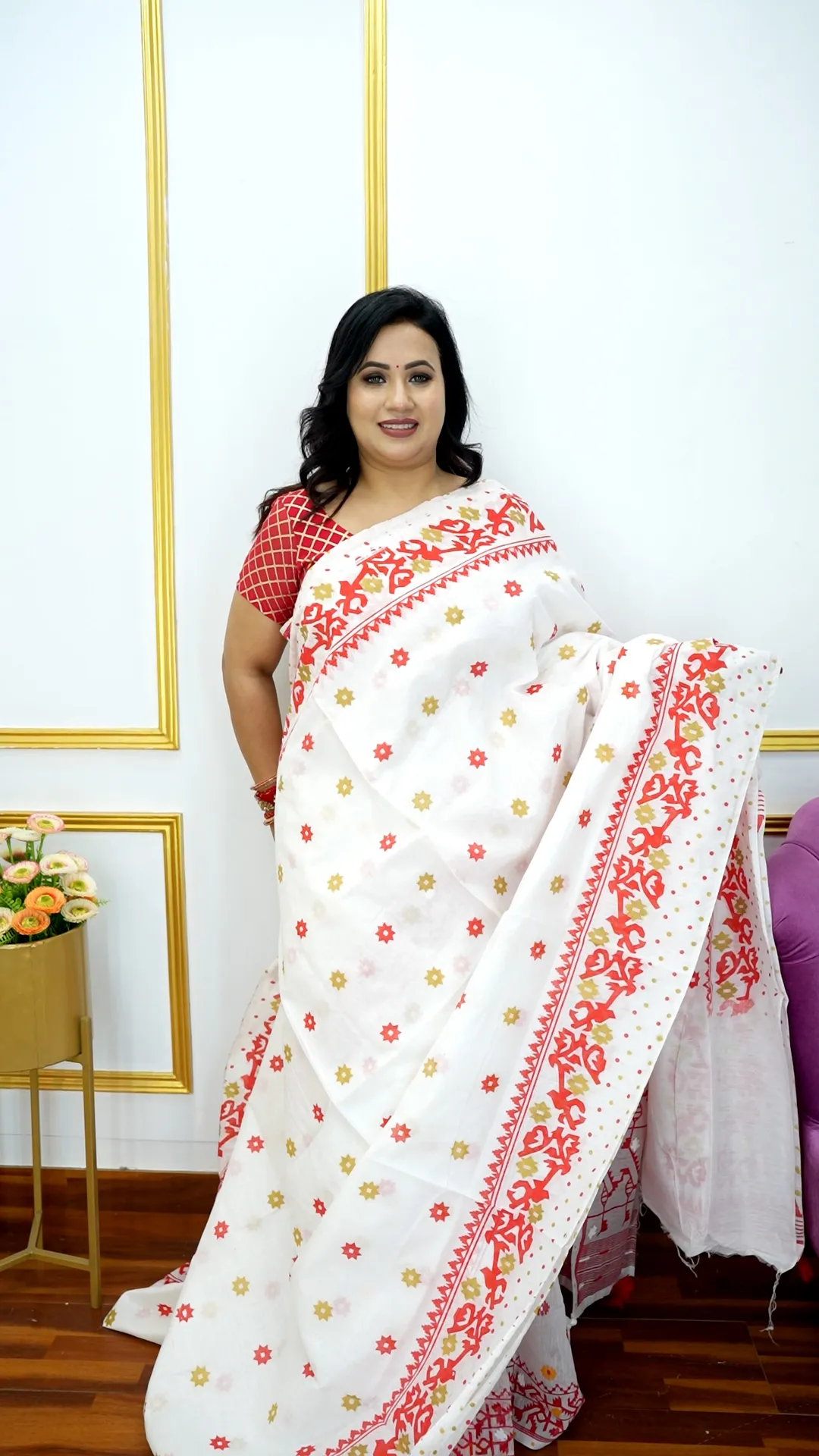 Stylish Cotton Saree – Block Print Tassel Work