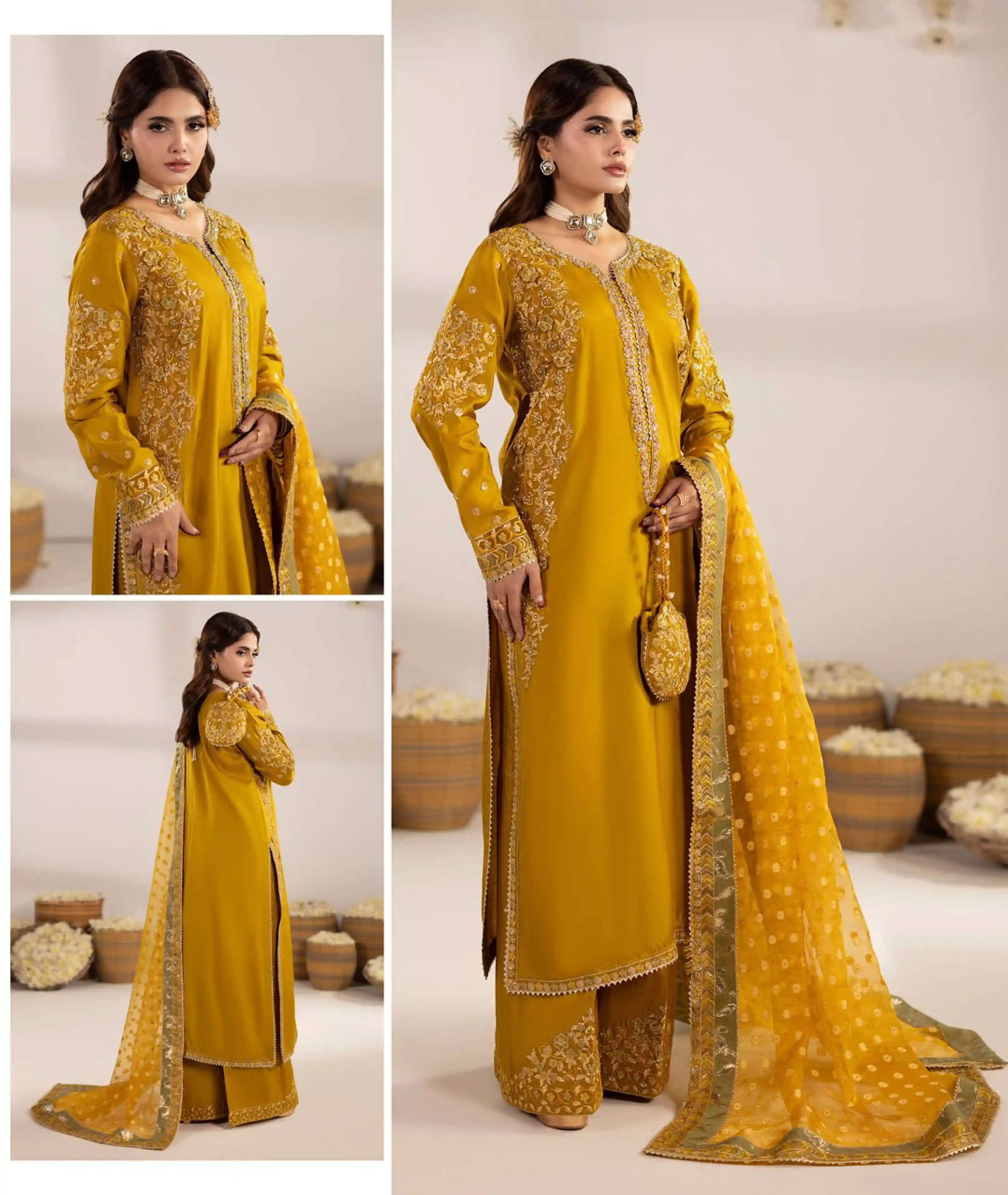 Exclusive Pakistani Raw Silk Ready Three Piece Set