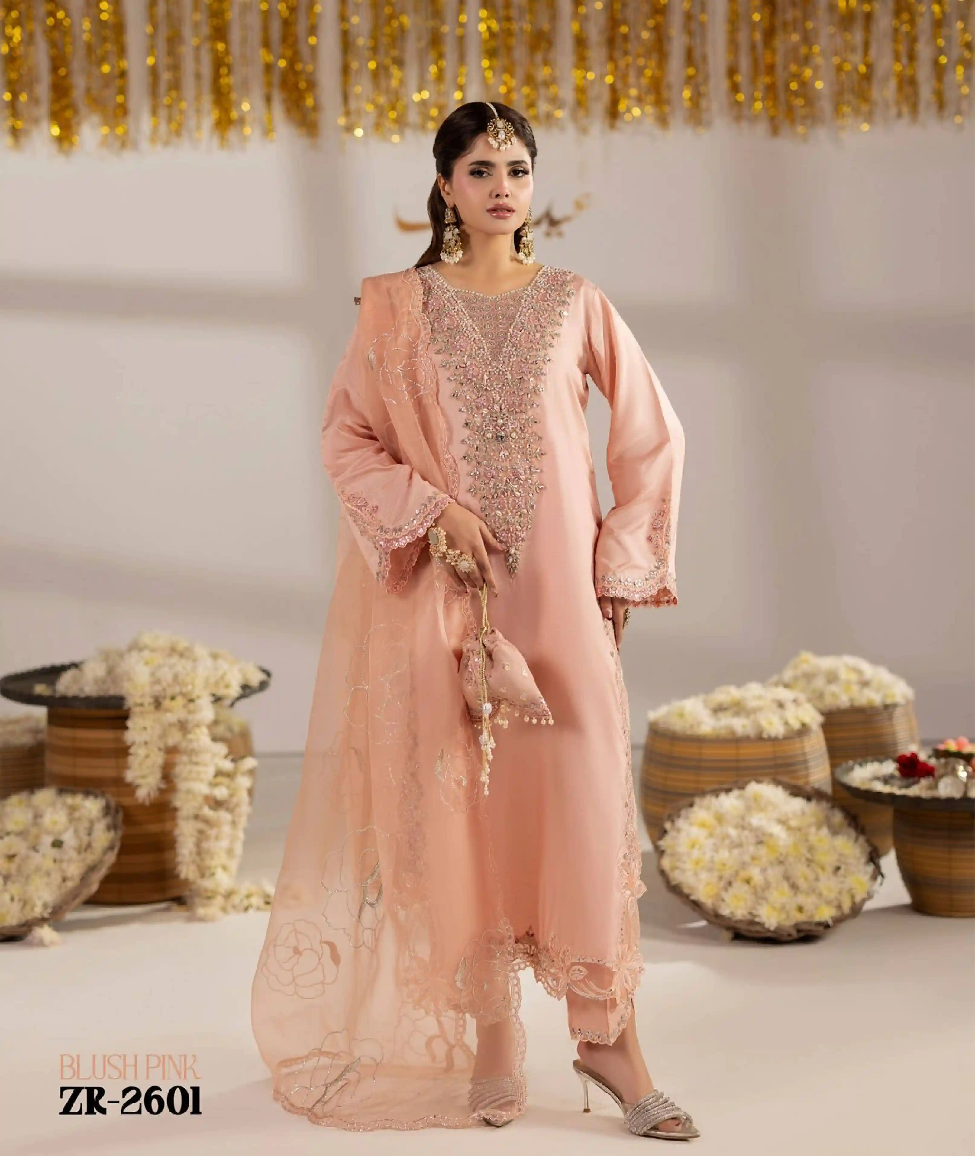 Trendy Pakistani Raw Silk Ready Three Piece Set