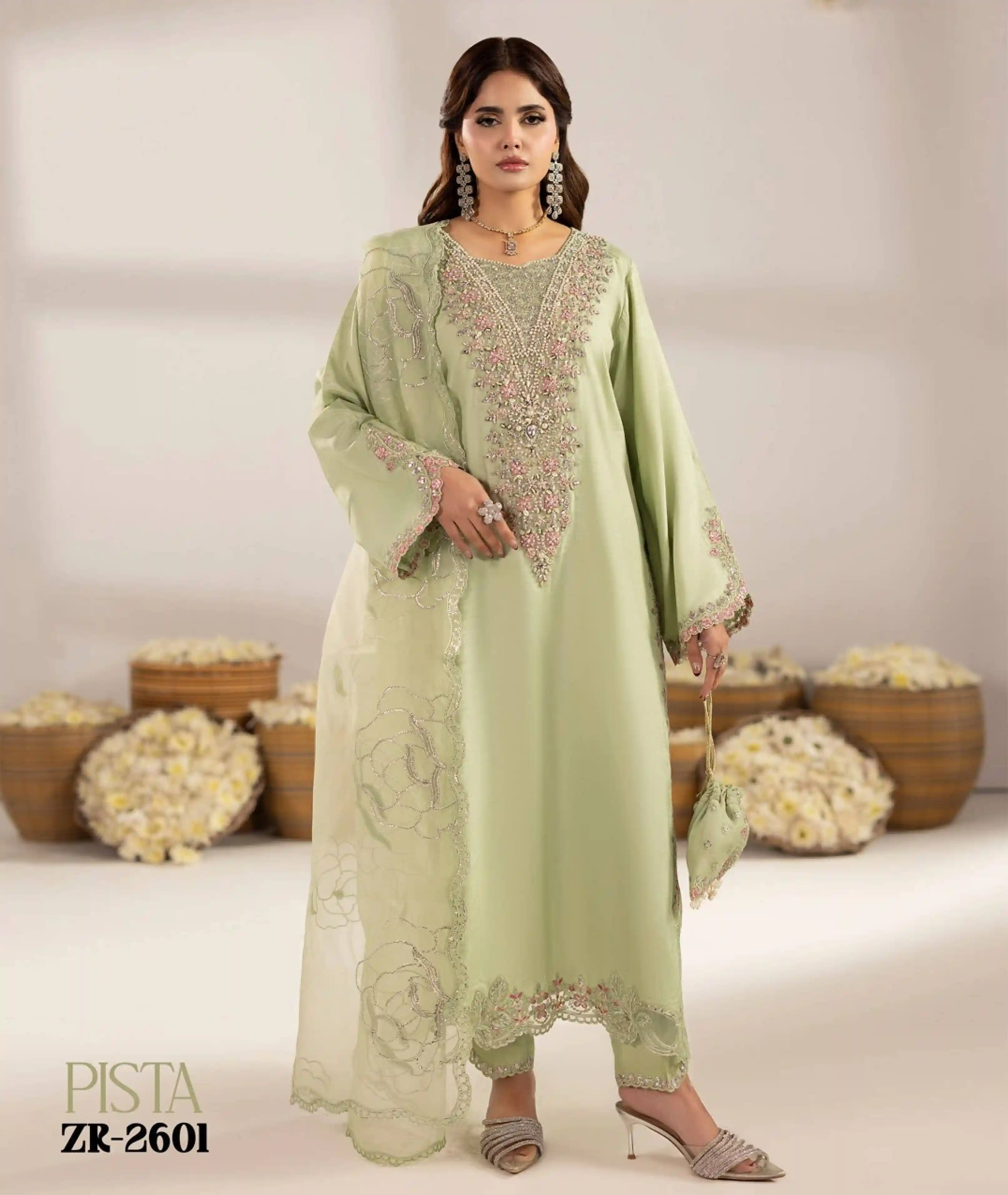 Premium Pakistani Raw Silk Ready Three Piece Set