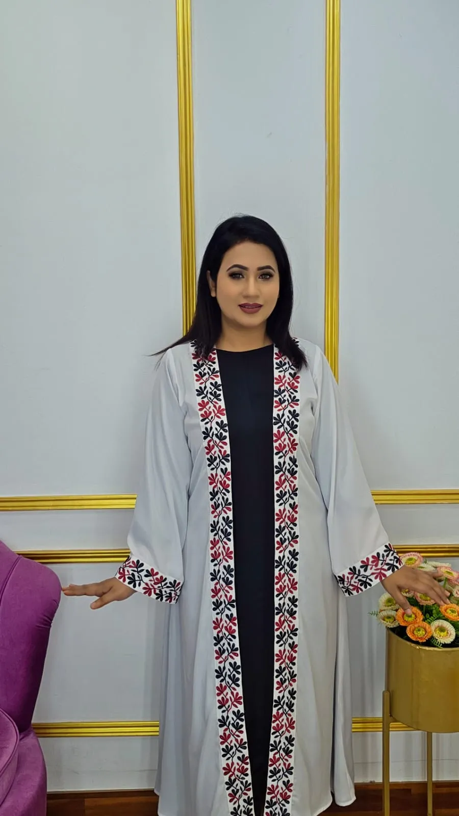 Modern Dubai Cherry Single Shrug – Embroidered Design