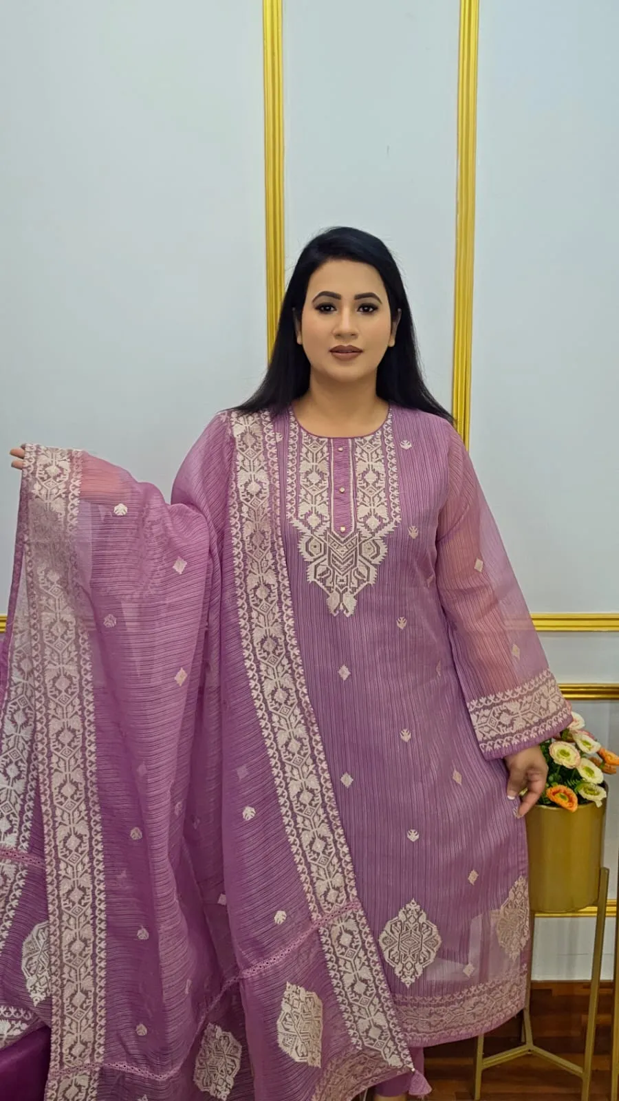 Jamdani Unstitched Four Piece Set