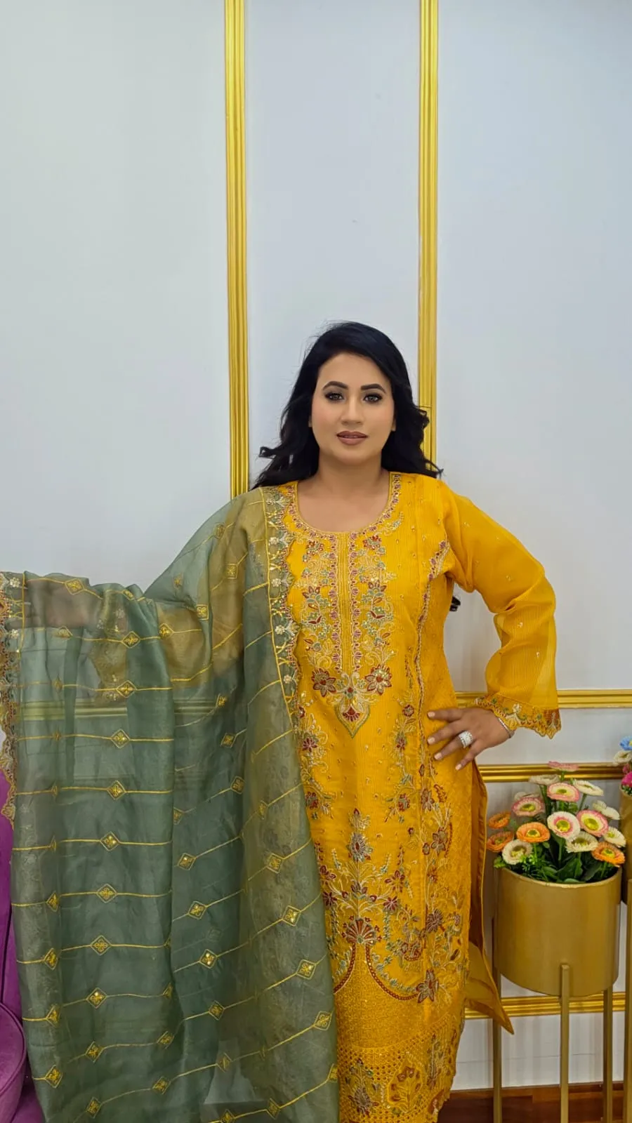 Unstitched Four Piece Kota Organza Set