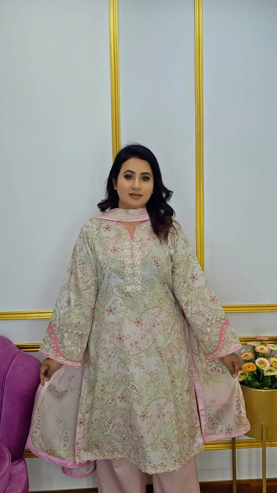 Cotton Unstitched Three Piece