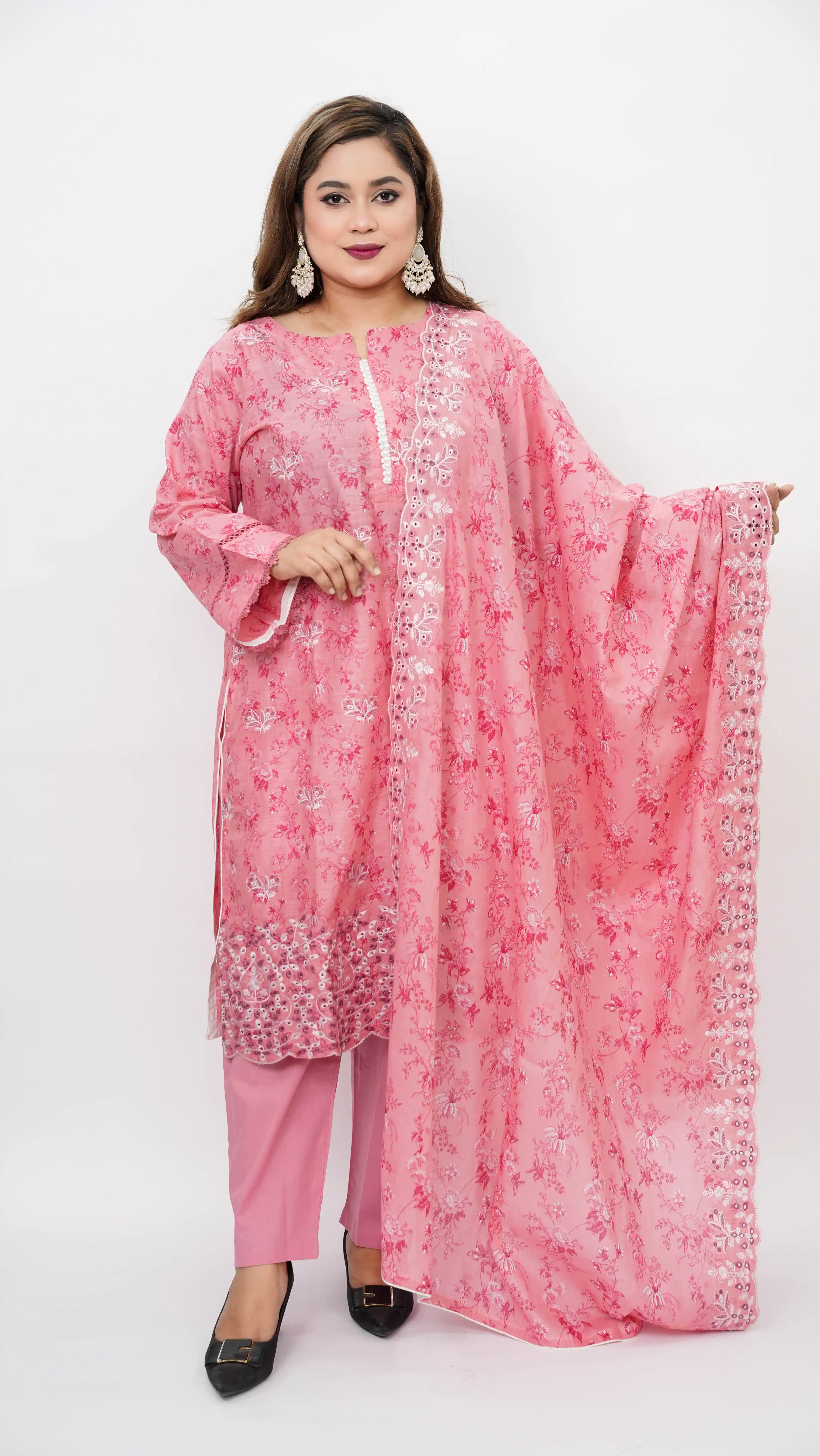 Pure Cotton Ready Three Piece For Women