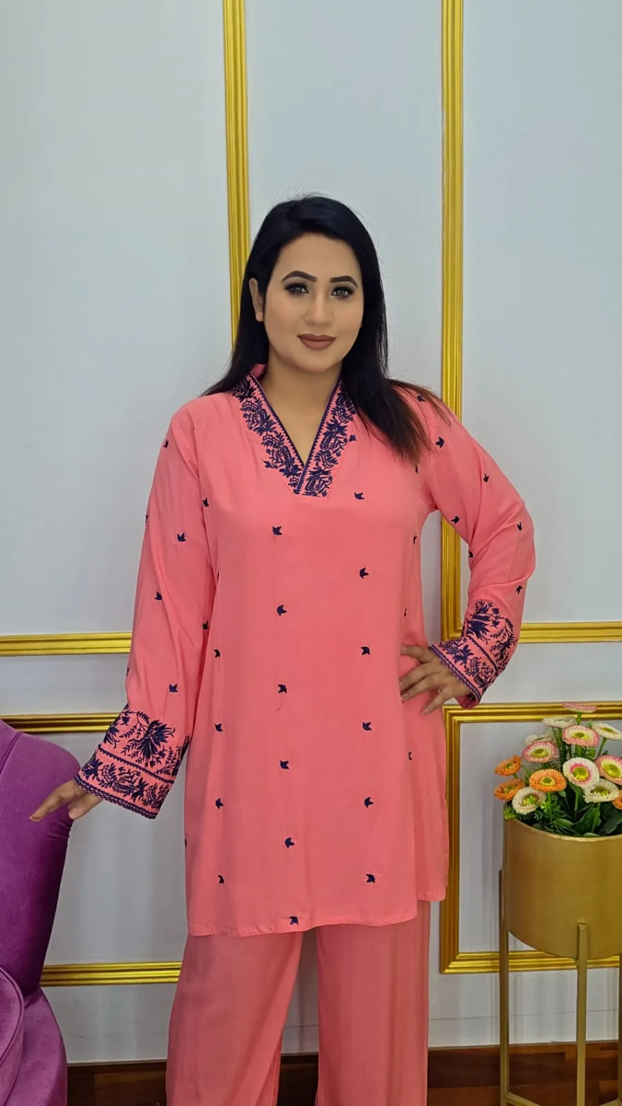 Co-Ord Set Beautiful Embroidery Work Women Outfit
