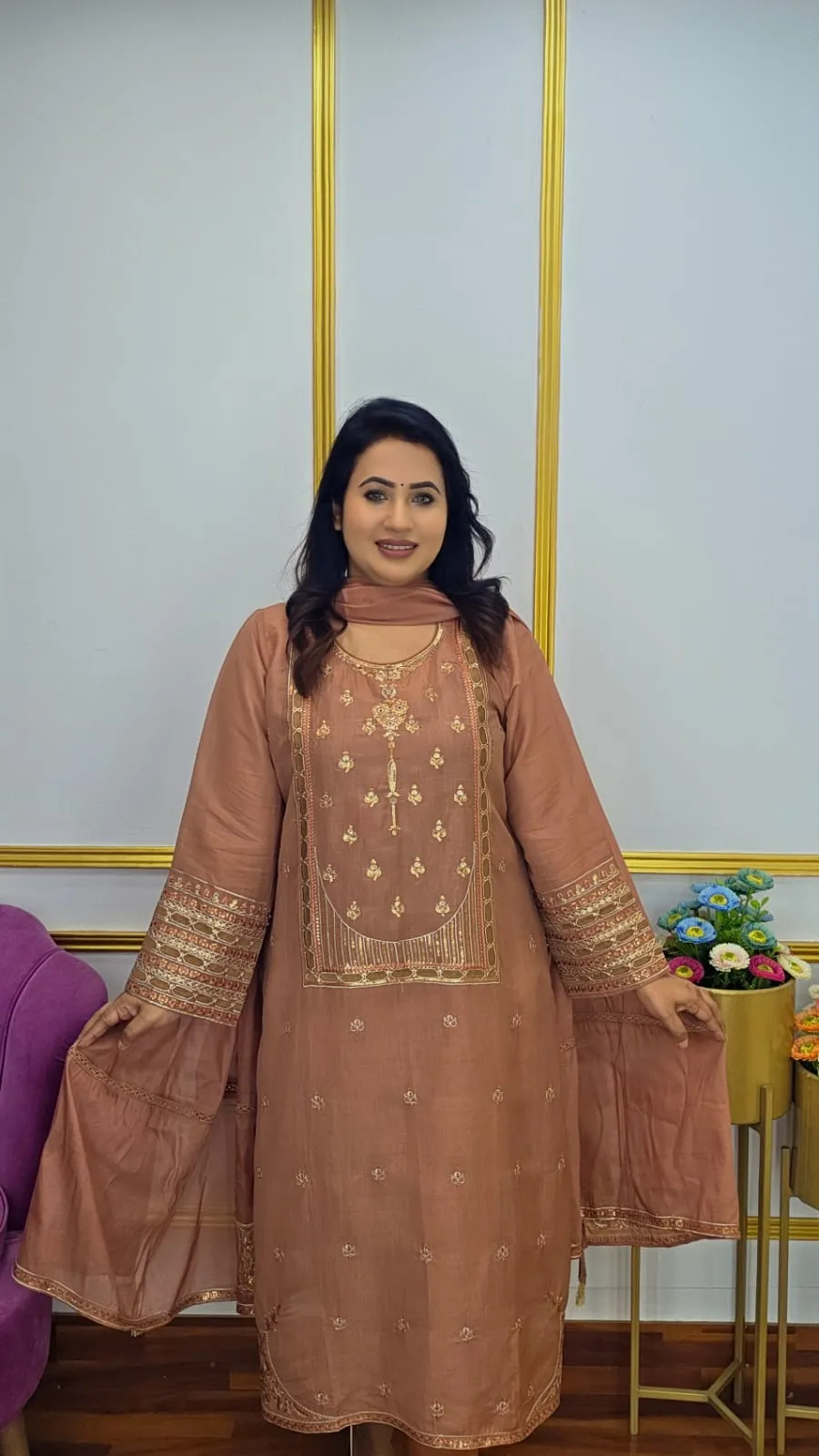Pure Cotton Semi-Stitched Three Piece