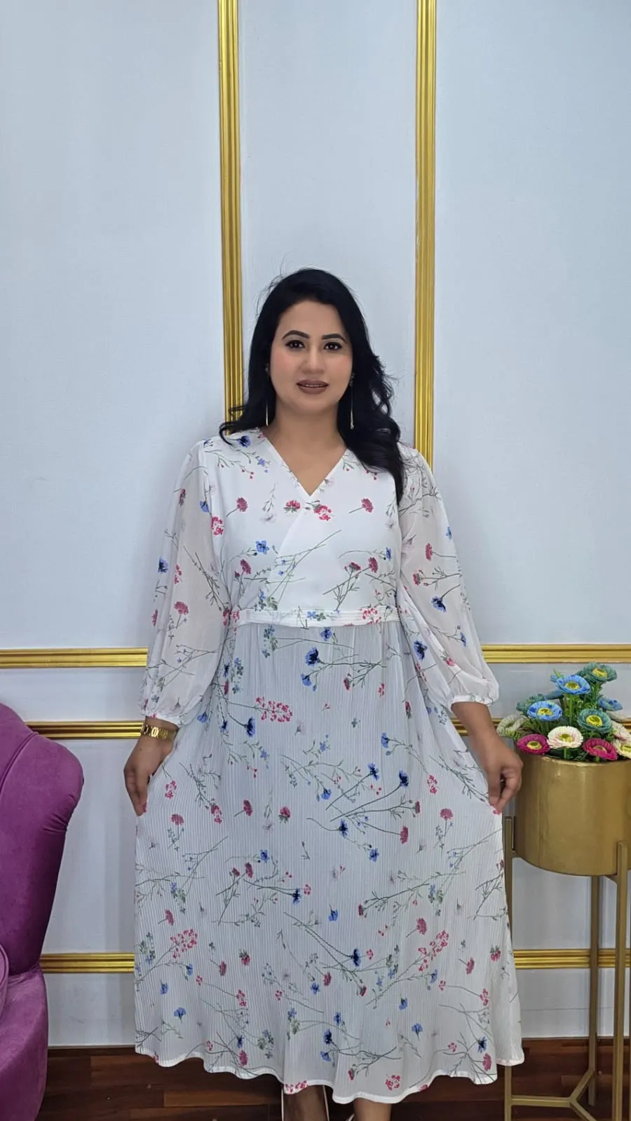 Midi Gown for Women – Elegant Georgette Long Dress